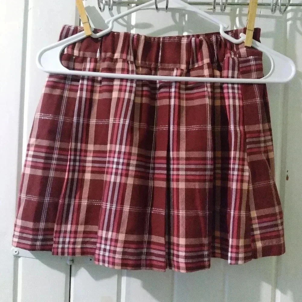 Justice Girls above knee plaid skort-large 12/14 EUC